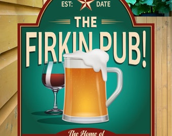 Personalized Home Bar Sign: Traditional Metal Pub Decor