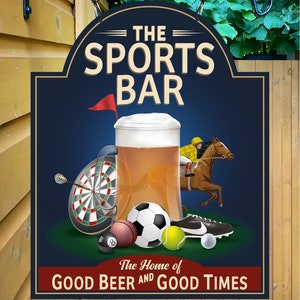 Sports Bar / Personalised premium Metal Traditional Home Bar Sign / Home Pub Sign / Home Man Cave Sign
