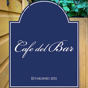 Cafe Del Bar Personalised premium Metal Traditional Home Bar Sign / Home Pub Sign / Home Man Cave Sign / Swinging sign