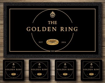 Personalized Home Bar Runner: Golden Ring Custom Rubber Spill Mat