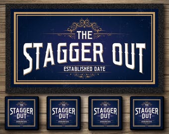 Personalized Home Bar Runner: Custom Rubber Spill Mat, Stagger Out