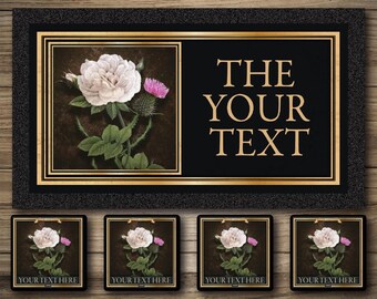 Personalized The Rose & Thistle Bar Runner: Custom Home Bar Decor