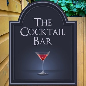 Cocktail Personalised premium Metal Traditional Home Bar Sign / Home Pub Sign / Home Man Cave Sign / Swinging sign