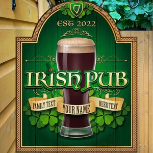 Personalized Irish Pub Sign: Custom Home Bar Decor