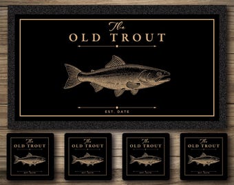 Personalized Home Bar Runner: Old Trout Spill Mat