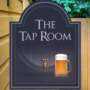 Tap Room Personalised premium Metal Traditional Home Bar Sign / Home Pub Sign / Home Man Cave Sign / Swinging sign