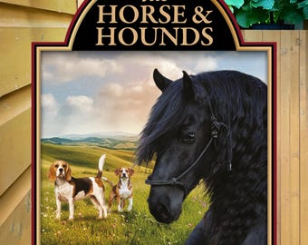 Personalized Home Bar Sign: Custom Metal Pub Decor - Horse & Hounds
