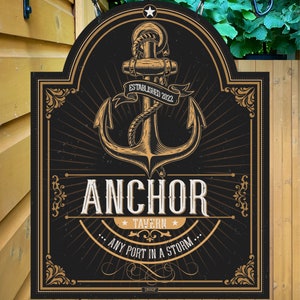 Personalized Anchor Metal Home Bar Sign - Custom Pub Decor - Etsy