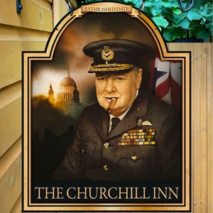 Churchill Personalised premium Metal Traditional Home Bar Sign / Home Pub Sign / Home ManCave Sign/ Bar Sign
