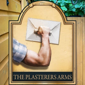 Personalized Plasterers Arms Home Bar Sign - Metal Pub Sign