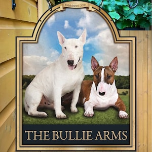 Personalized Bull Terrier Home Bar Sign: Metal Pub Decor