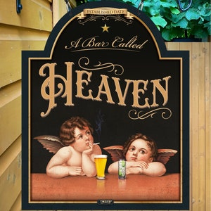 Heaven Bar / Personalised premium Metal Traditional Home Bar Sign / Home Pub Sign / Home Man Cave Sign