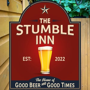 Personalized Home Bar Sign: Traditional Metal Pub Sign