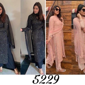 black kurti with palazzo and dupatta