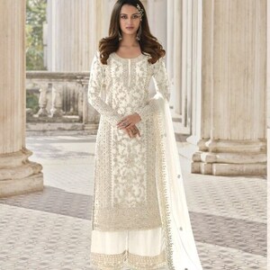 Pure Cotton Kurta Set for Women White Embroidered Solid Kurti Dress White  Dress for Women Indian Dress Kurta With Palazzo XS Kurti 