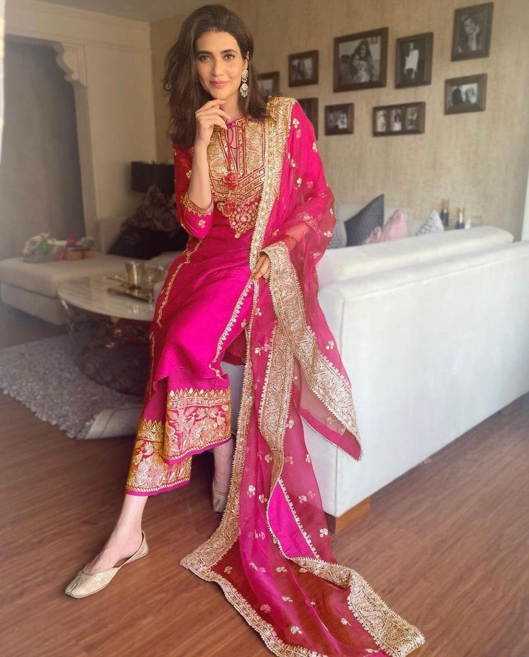 Silk pink shop suit