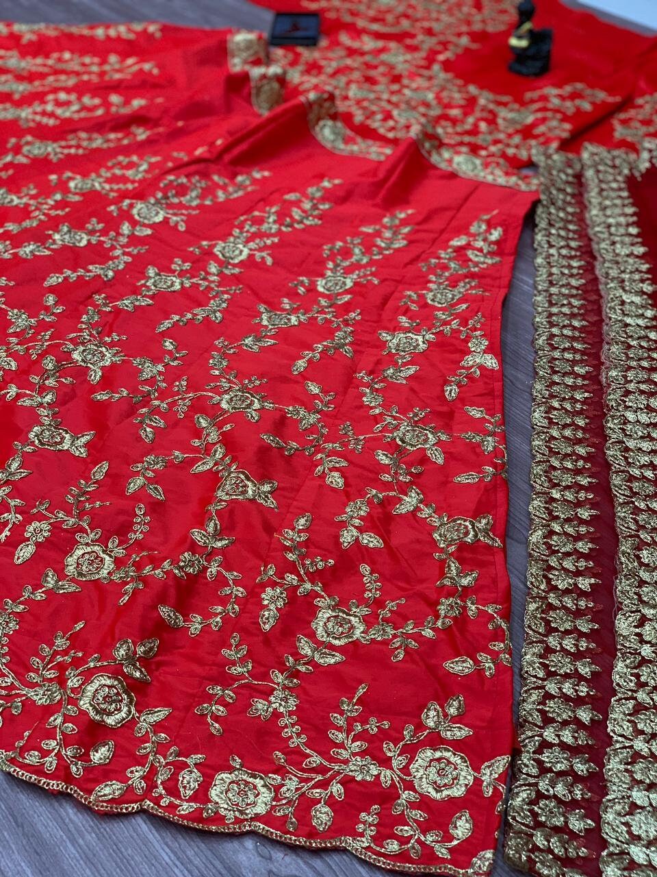 red gown with dupatta