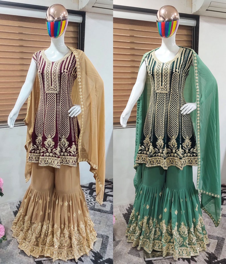 Bollywood Style Sharara Suit Eid Shalwar Kameez Bridal Wedding - Etsy