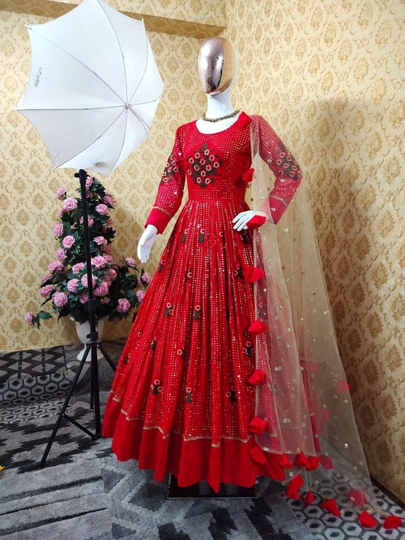 Indian Long Flared Gown Dress Pakistani Traditional Designer Gown Anarkali Dress Indian Long Flared Gown Dress Pakistani Traditional Designer Gown Anarkali Dress