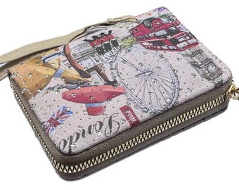 Monedero pequeño con correa de muñeca y símbolos brillantes de Londres - Monumentos británicos - Un bonito regalo de viaje para amantes de Londres