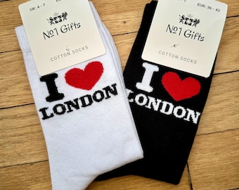 I Love London Socks, Novelty Fun Gift Unisex Seamless Cotton Socks
