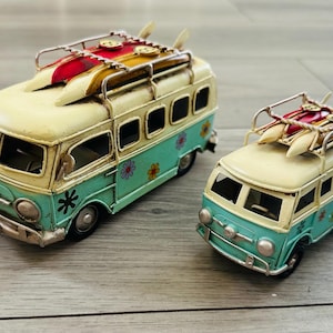 Floral Camper Van Ornament Tin Metal Retro Home Decor Memorabilia