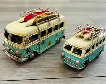 Floral Camper Van Ornament Tin Metal Retro Home Decor Memorabilia