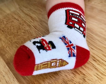London Union Jack babystrumpor: Big Ben, Guard, bomullsrika (0-5 år)