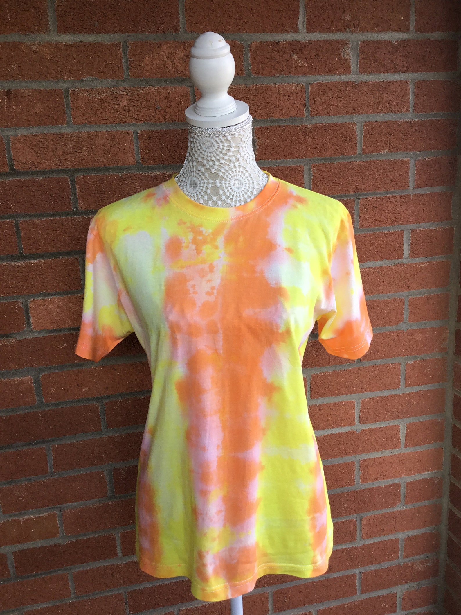Tie Dye Orange Yellow Tee Shirt Unisex Size Small Fashion Cotton Etsy