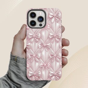 Pastellrosa glänzende Schleifen Handyhülle, Girly Handyhülle, süße Handyhülle, Benutzerdefinierte Floral Bow Hülle, elegante Handyhülle, ästhetische Handyhülle