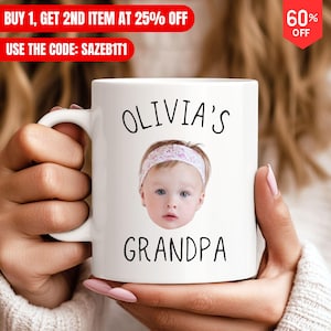 Benutzerdefinierte Fototasse Opa, individuelle Kaffeetasse, Gesichtstasse Opa, Kaffeetasse Papa Benutzerdefiniertes Foto, individuelles Baby-Gesicht, Tasse für Papa, Tasse individuelles Gesicht