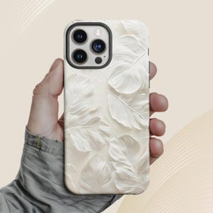 Three-Dimensional Relief of Tropical Leaves Phone Case, Aesthetic Phone Case, Trendy Phone Case, Elegant and Textured Phone Case