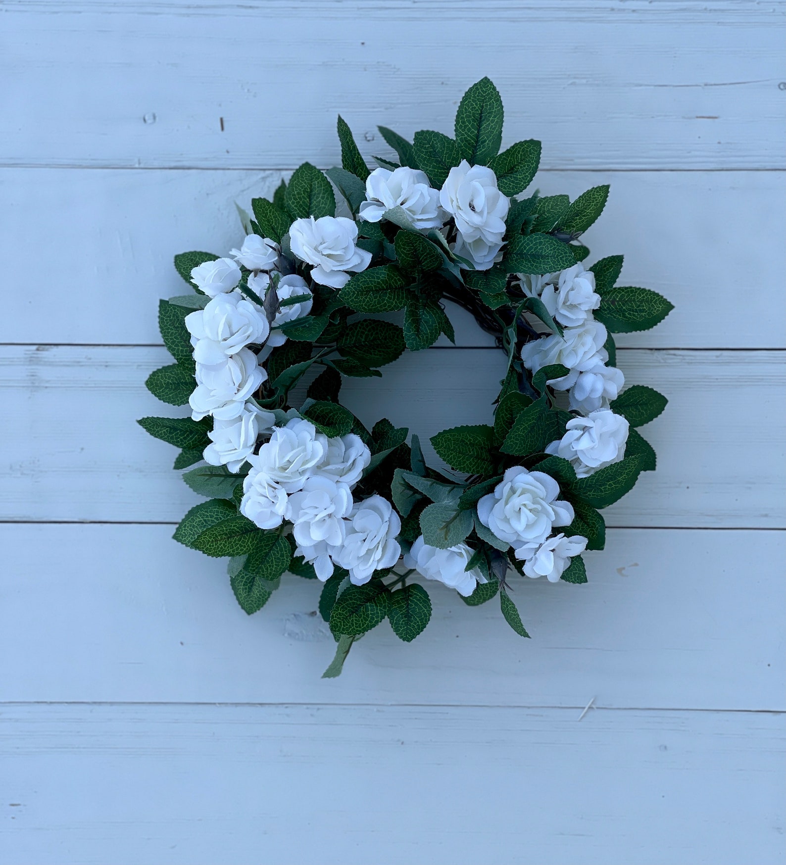 White Rose Mini Candle Ring Wreath Mini Wreath Candle Ring Etsy