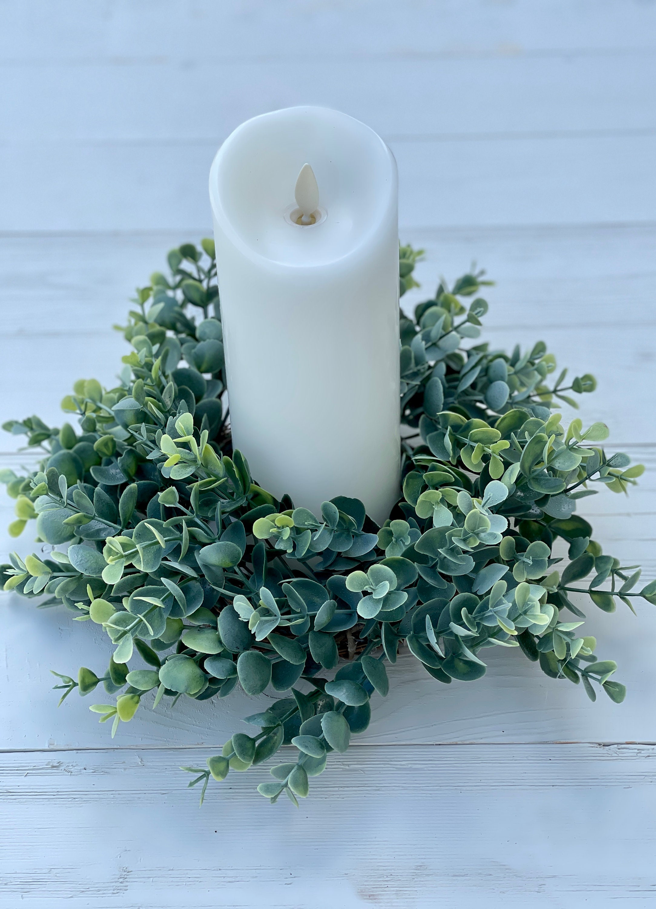 Eucalyptus candle ring mini wreath 6 inch mini wreath Etsy