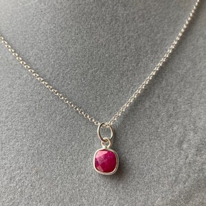 Sterling Silver Ruby Necklace, July Birthstone, .925 Silver Chain, Genuine Ruby,Gift for her, Layering jewellery