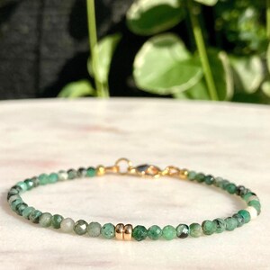 Emerald Bracelet | Genuine Gemstone | 14k Gold Filled | May Birthstone