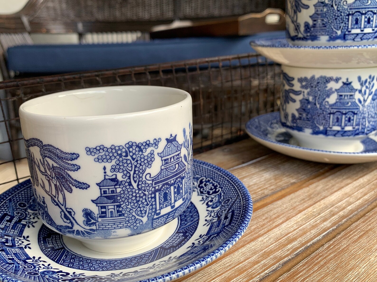 Churchill England Blue Willow Tea Cup and Saucer Etsy