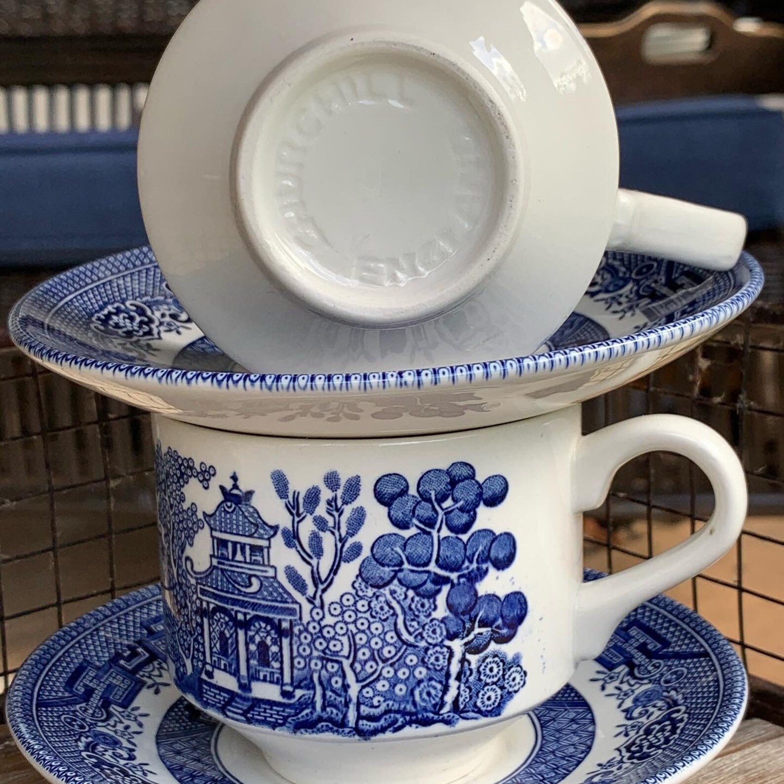 Churchill England Blue Willow Tea Cup and Saucer Etsy