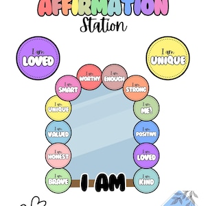 Affirmation Station Labels - Classroom Mirror / Bulletin Board Decoration - Positive Affirmations