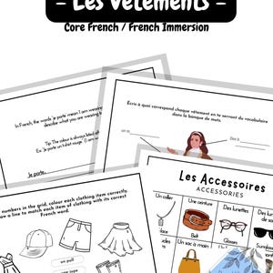 Les Vêtements - Arbetsblad för franskt ordförråd