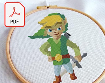 Legend of Zelda, Link, Cross Stitch Pattern Instant PDF Download