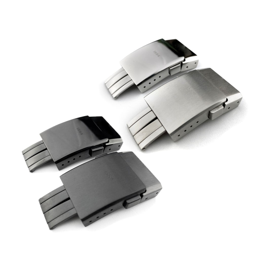 20mm PUSH BUTTON Clasp Silver/ Black Stainless Steel Fit BRT Etsy