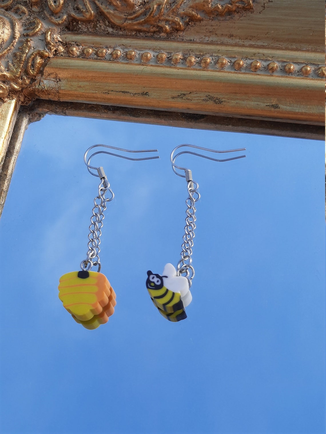 Cute Mini Eraser Bee With Beehive Earrings Etsy