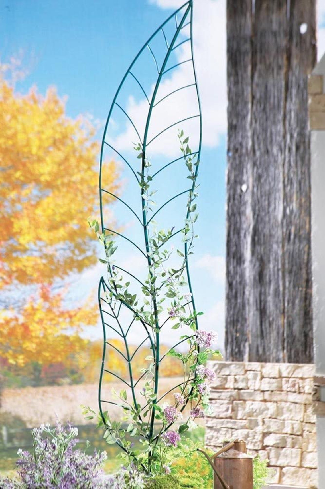 Green Leaf Trellis Garden Decor Climbing Plant Yard Stake Etsy