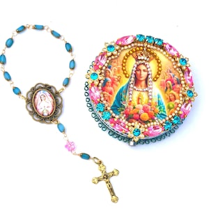 Mother Mary Pocket Shrine/ Travel Shrine with handmade rosary