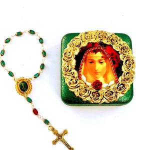 Saint Rita Pocket Shrine with handmade rosary.