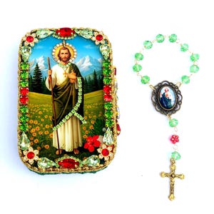 Saint Jude Pocket Shrine with handmade rosary