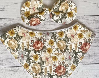 Vintage Floral Bib for babies: Bandanna dribble Bib