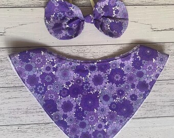 Floral Dribble Bib for babies: Retro Bandana Bib