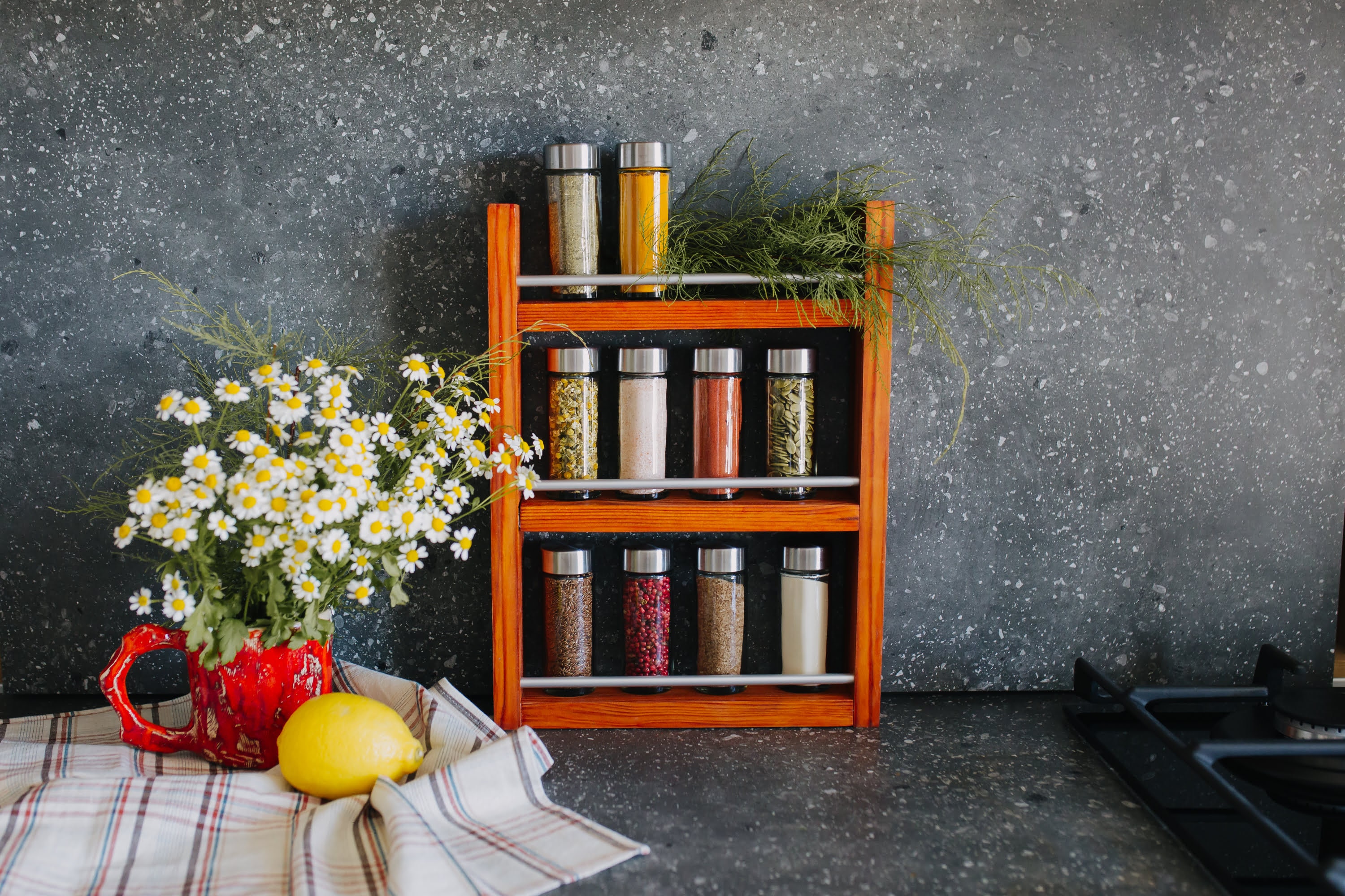 Support à épices mural étagère en bois idée d'organisation de cuisine  support à huiles essentielles étagères de cuisine épices organisation du  garde-manger étagère à bocaux -  Canada
